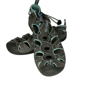 KEEN Whisper Womens Gray Aqua Washable Outdoor Hiking Water Sport Sandals size 8